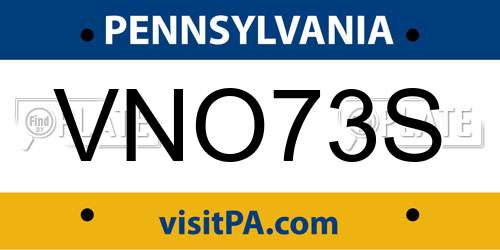VNO73S Pennsylvania License Plate
