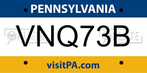 VNQ73B Pennsylvania License Plate