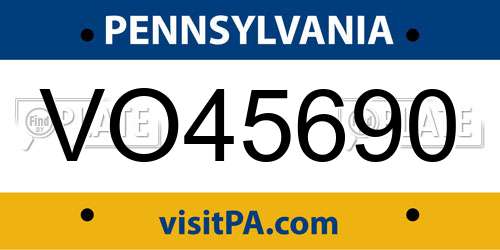 VO45690 Pennsylvania License Plate