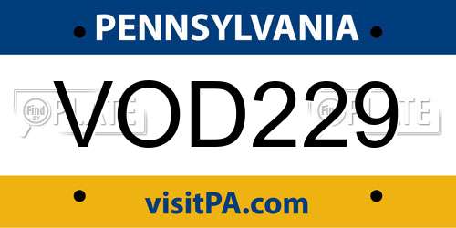 VOD229 Pennsylvania License Plate