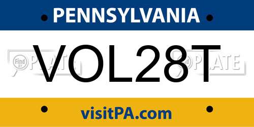 VOL28T Pennsylvania License Plate