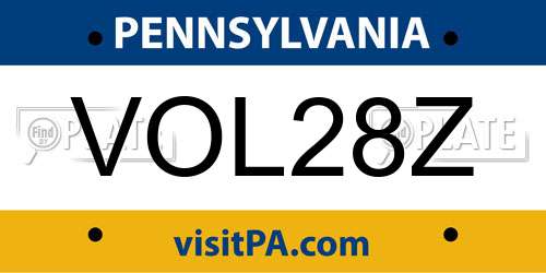 VOL28Z Pennsylvania License Plate