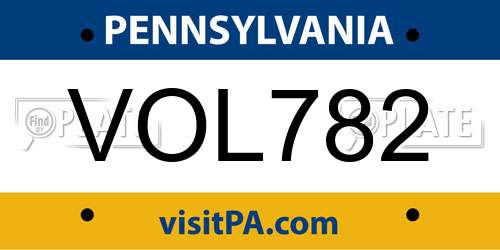 VOL782 Pennsylvania License Plate