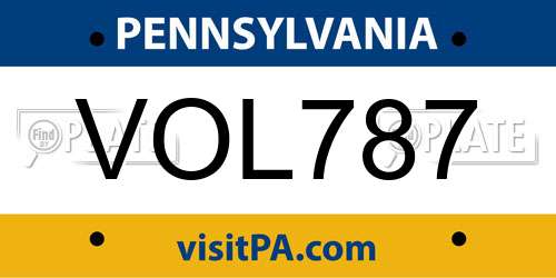 VOL787 Pennsylvania License Plate
