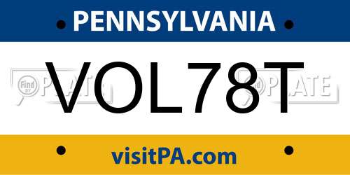VOL78T Pennsylvania License Plate