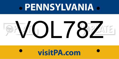 VOL78Z Pennsylvania License Plate