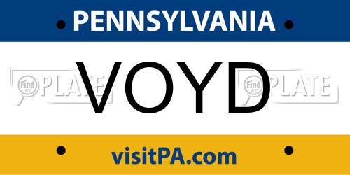 VOYD Pennsylvania License Plate