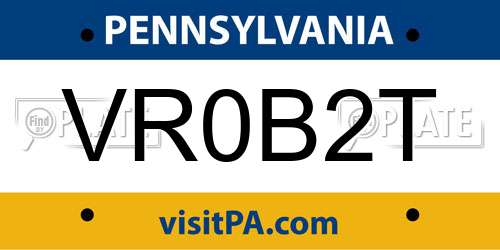 VR0B2T Pennsylvania License Plate