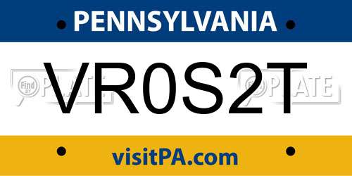 VR0S2T Pennsylvania License Plate