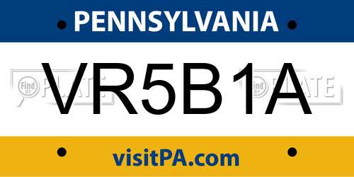 VR5B1A Pennsylvania License Plate