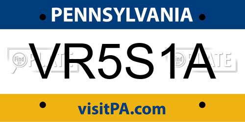 VR5S1A Pennsylvania License Plate