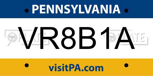 VR8B1A Pennsylvania License Plate