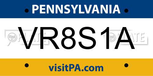 VR8S1A Pennsylvania License Plate