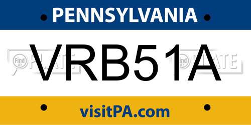 VRB51A Pennsylvania License Plate