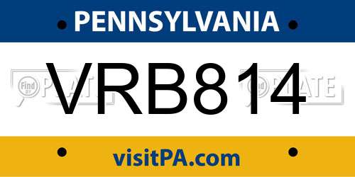 VRB814 Pennsylvania License Plate
