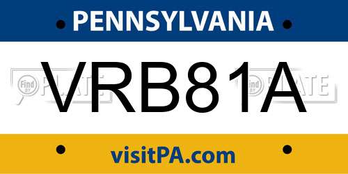 VRB81A Pennsylvania License Plate
