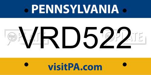 VRD522 Pennsylvania License Plate