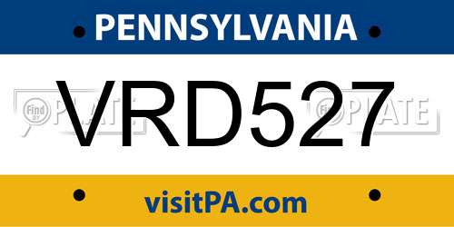 VRD527 Pennsylvania License Plate