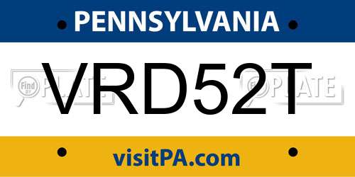 VRD52T Pennsylvania License Plate