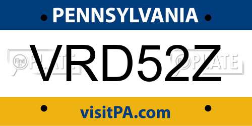 VRD52Z Pennsylvania License Plate