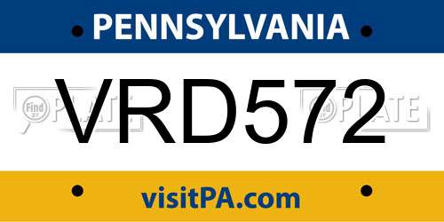 VRD572 Pennsylvania License Plate