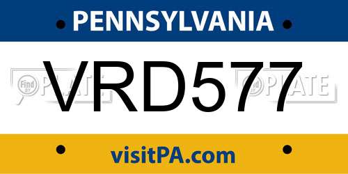 VRD577 Pennsylvania License Plate