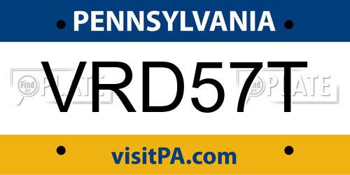 VRD57T Pennsylvania License Plate