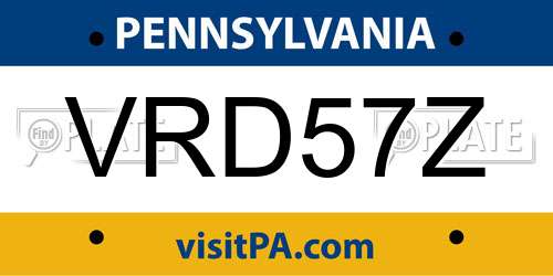 VRD57Z Pennsylvania License Plate