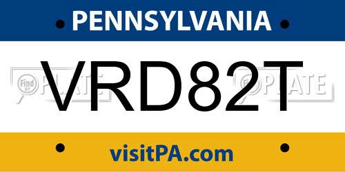 VRD82T Pennsylvania License Plate