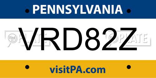 VRD82Z Pennsylvania License Plate
