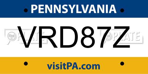 VRD87Z Pennsylvania License Plate
