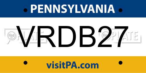 VRDB27 Pennsylvania License Plate