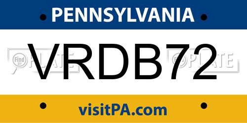 VRDB72 Pennsylvania License Plate