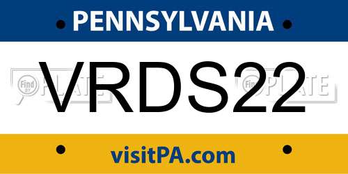 VRDS22 Pennsylvania License Plate