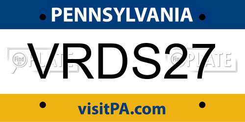 VRDS27 Pennsylvania License Plate