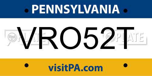 VRO52T Pennsylvania License Plate