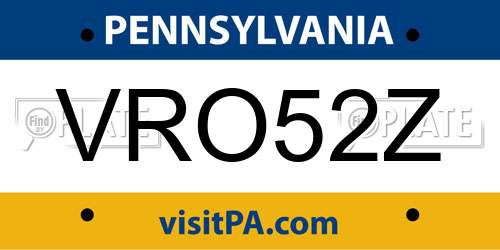 VRO52Z Pennsylvania License Plate