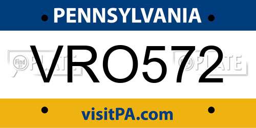 VRO572 Pennsylvania License Plate