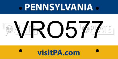 VRO577 Pennsylvania License Plate