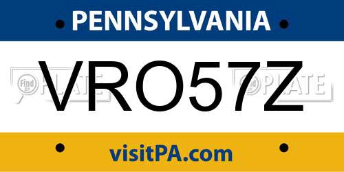 VRO57Z Pennsylvania License Plate