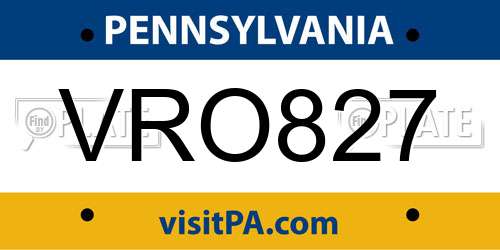 VRO827 Pennsylvania License Plate