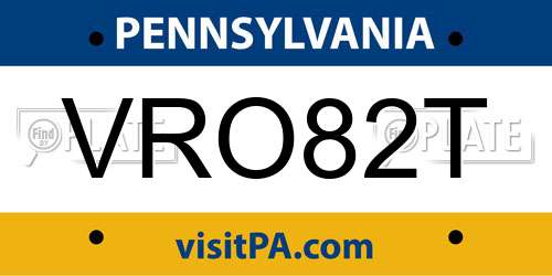 VRO82T Pennsylvania License Plate