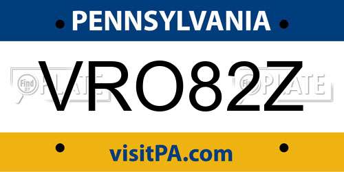 VRO82Z Pennsylvania License Plate