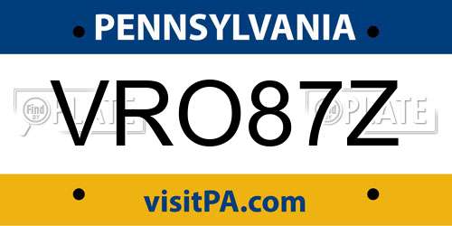 VRO87Z Pennsylvania License Plate