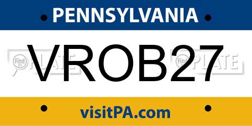 VROB27 Pennsylvania License Plate