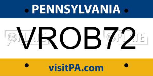 VROB72 Pennsylvania License Plate