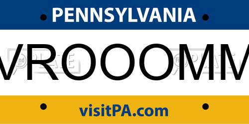 VROOOMM Pennsylvania License Plate