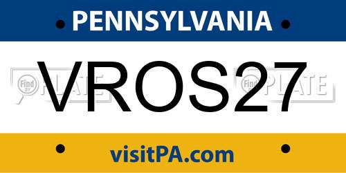 VROS27 Pennsylvania License Plate