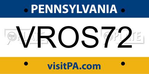 VROS72 Pennsylvania License Plate