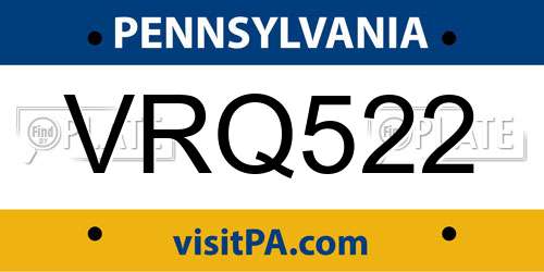 VRQ522 Pennsylvania License Plate